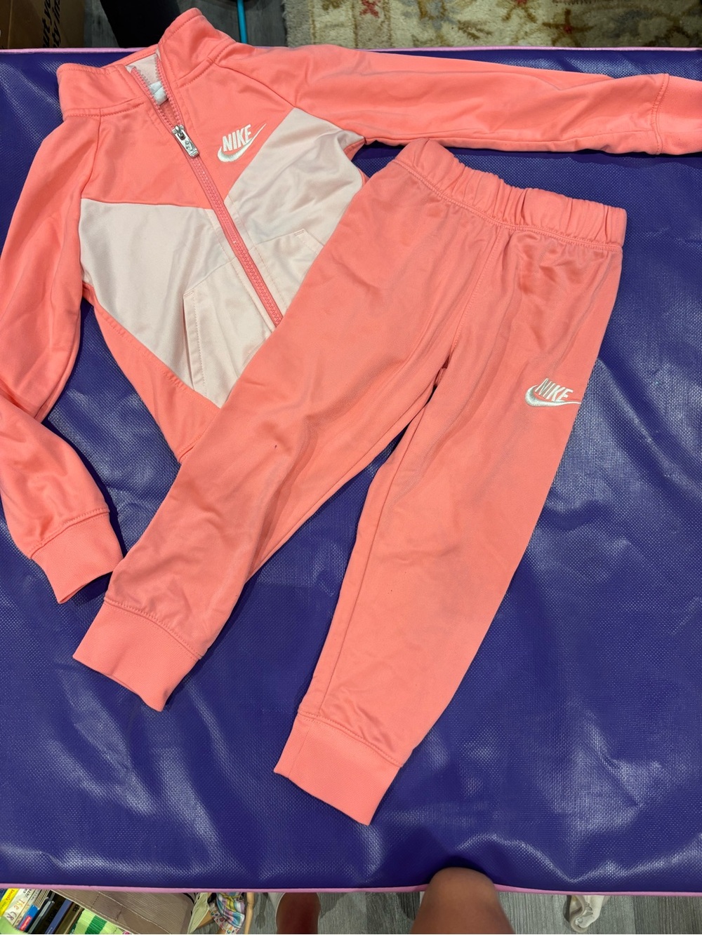 Nike Girls Coral Pink & Light Pink Track Jacket and Joggers Set